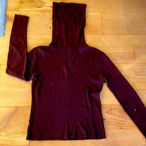 G  Brown Long Turtleneck 70/30 Wool/Acrylic Sz L very comfy & warm!  Excellent!
